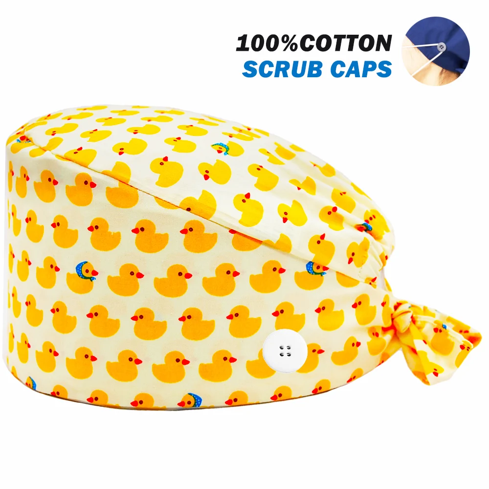 Унисекс хирурга скрабы Кепки Регулируемая Рабочая кормящих Шапки Хлопок Аниме