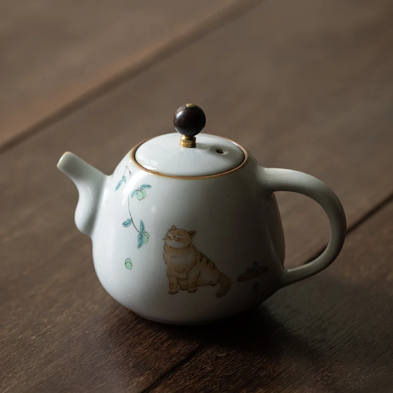 LUWU cute cat ceramic teapot traditional chinese tea pot 280ml | Дом и сад
