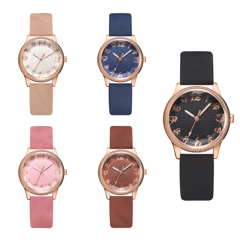 Женские Аналоговые кварцевые наручные часы с круглым циферблатом и ремешком из