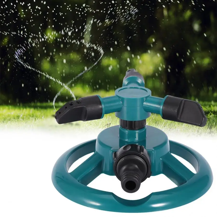 Garden Sprinklers Automatic Watering System Grass Lawn 360 Degrees 3 Nozzle Circle Rotary Irrigation new | Дом и сад
