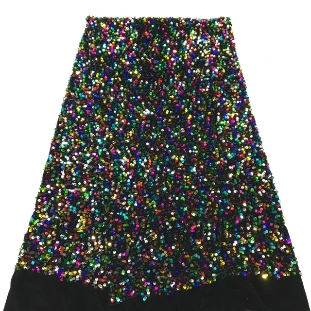 Tela de encaje africano con lentejuelas francesas, tela de red de encaje de lentejuelas africanas de alta calidad para 2021, tela de lentejuelas francesas para 4,5x1,35 m-5