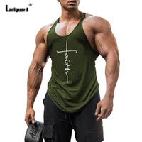 ladiguard men tank top sexy fashion bodybuilding vest clothing 2021 summer casual pullovers sleeveless model letter print shirt