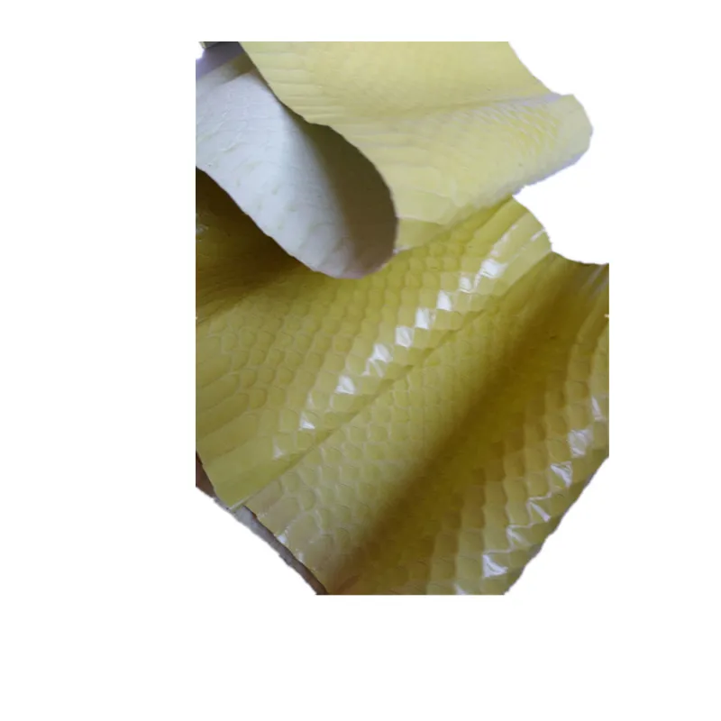 DIY Natural Snakeskin Leather Fabric with Rare Skin yellow10x100cm