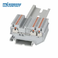 10pcs pt1 5 tw pt 1 5 tw push in twin 3 conductor feed through strip wire electrical connector din rail terminal block pt 1 5tw