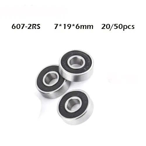 

20/50pcs/lot 607RS Deep Groove Ball Bearing Miniature Mini Bearing 607-RS 607RS 7*19*6mm 7*19*6 High Quality 52100 Chrome Steel