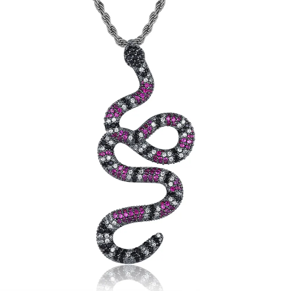 

100% Micro Zircon Hip Hop Gorgeous Snake Pendant Necklace For Men Jewelry Party Dropshipping Custom Accept Zircon Tennis Chain