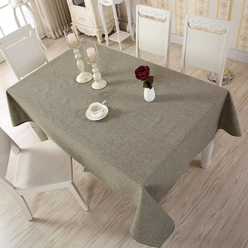 Современная льняная хлопковая скатерть однотонная красная 5 цветов моющаяся