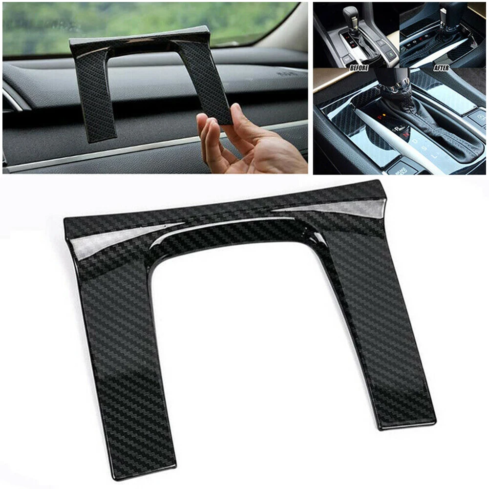 

Carbon Fiber Gear Shift Panel Cover Trim Accessories For 16-18 Honda Civic Sedan Car Accessories Interior Turn Car Universal
