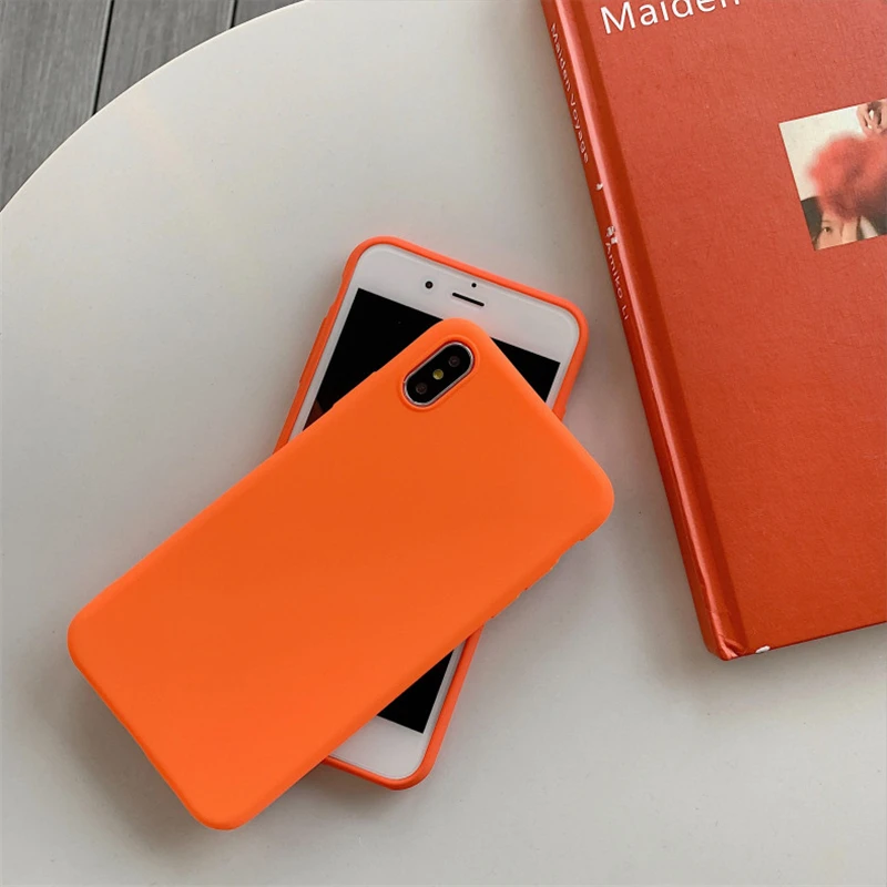 Scrub Orange Solid Color Cover Cases For Huawei Enjoy 6s 7 7s 8 Plus 9 Honor 6x 7x 8x Max 10 Lite Play Mate 20 Nova 2i |