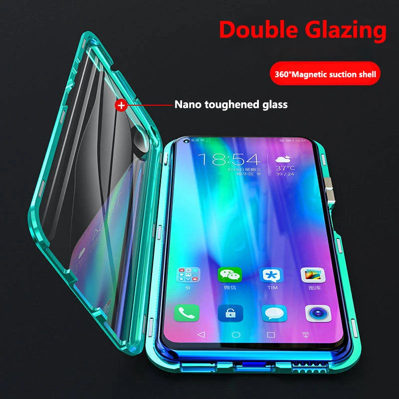 magnetic clear phone case for huawei honor mate 40 30 20 10 lite p40 p30 p20 pro 8x 9x y9 p msart 2019 double sided glass cover free global shipping