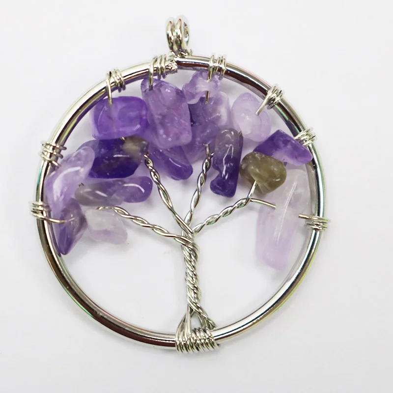 7 Chakra Quartz Natural Stone Tree of Life Pendulum Pendant For Women Healing Necklaces Reiki Jewelry 30mm | Украшения и