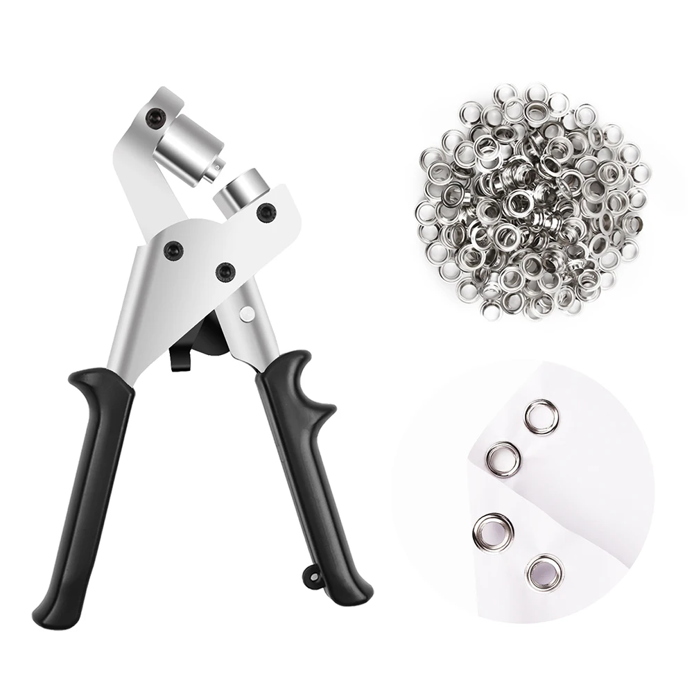 

Grommet Rivets Eyelet Fastener Snap Pliers with 500pcs 10mm Eyelet Press Buckles Canvas Tarpaulin Hole Punching Pliers