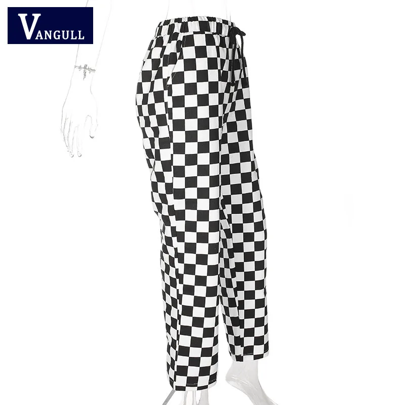 Vangull черные белые клетчатые брюки женские 2021 новые весенние модные с высокой
