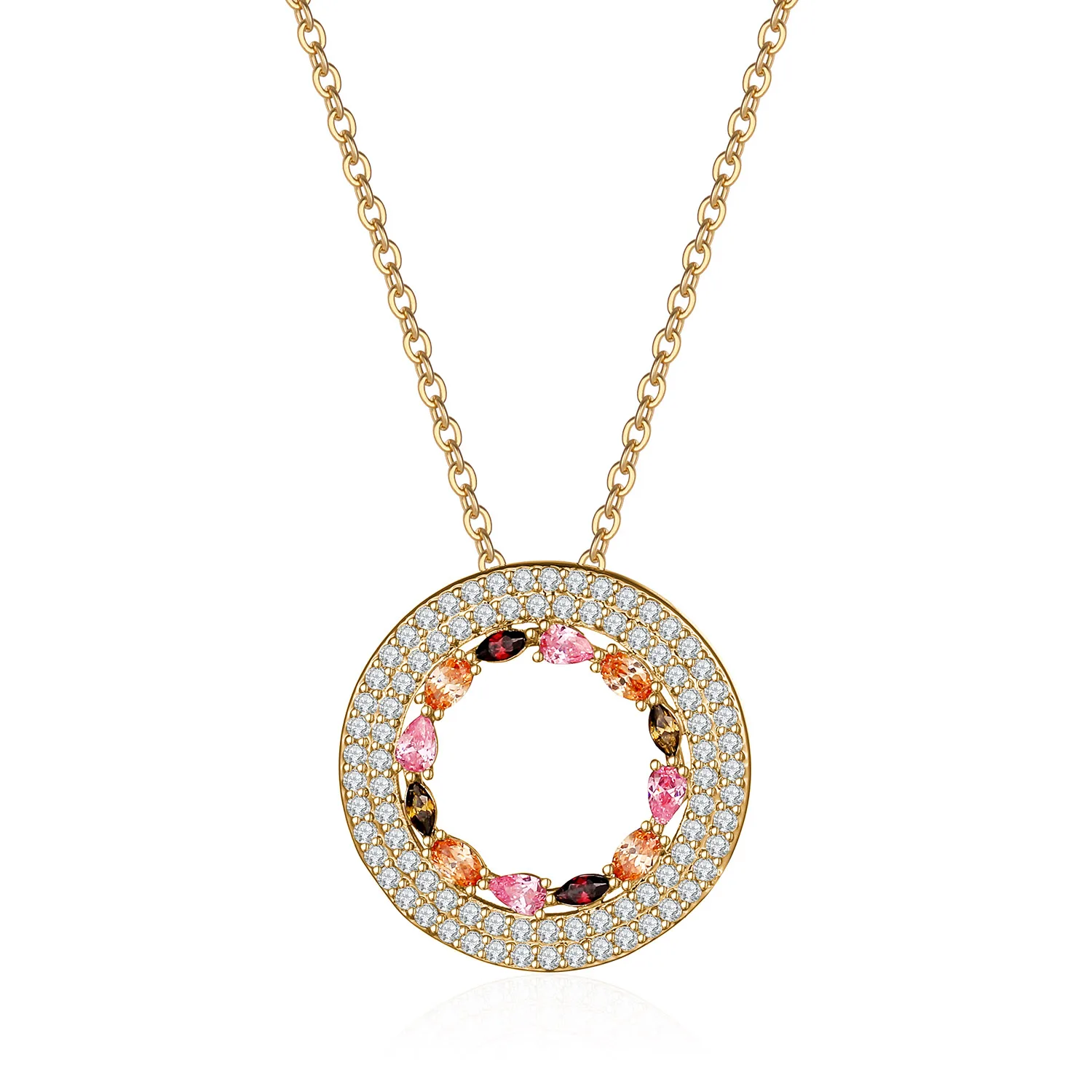 

New 2021 Signature Rose Pave Circle Heart Necklace Crystal Necklaces For Women Fashion Pendant Necklace Jewelry gift