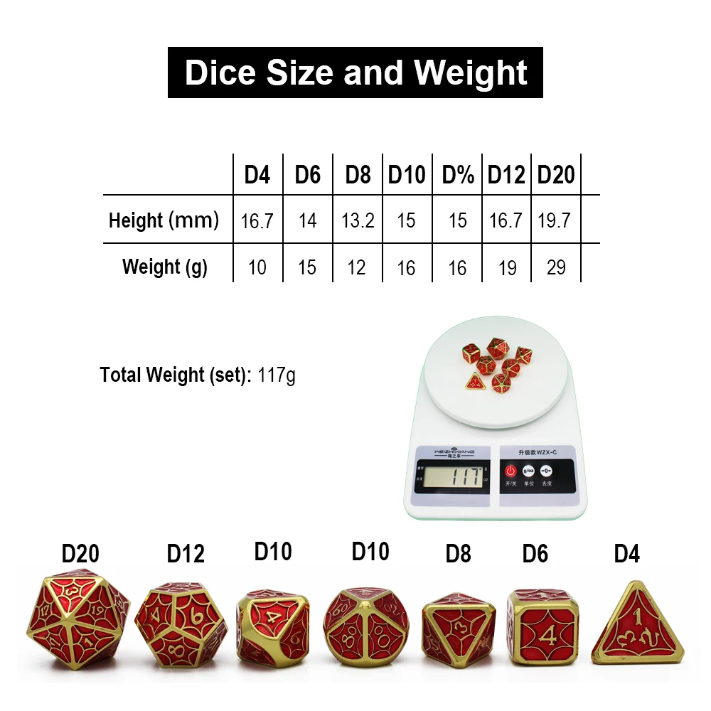 2020 новые DnD металлические кости RPG MTG включают в себя мешок для настольных RPGs игр 7