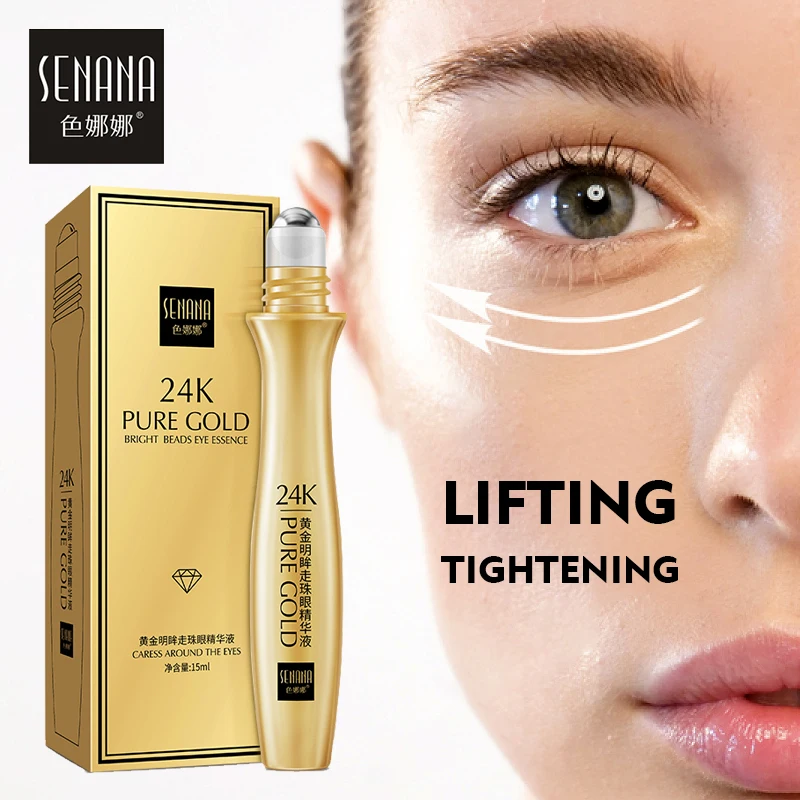 SENANA 24K Gold Bright Eyes роликовая Сыворотка против старения удаляет отечность темные