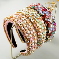 luxurious baroque super flash crystal headband womens fashion colorful rhinestone filling wide brim fashion hair accessories