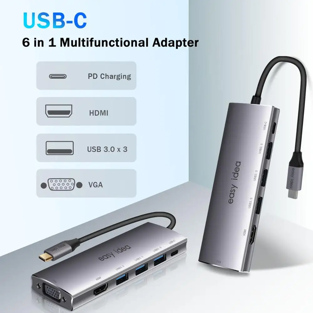 OTG USB концентратор 3 0 C HDMI порта разветвитель Мульти Тип хаб VGA Адаптер док станция