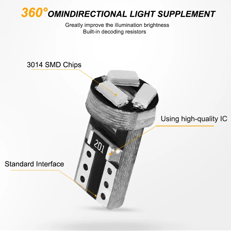 

NLpearl 10x Signal Lamp T5 Led Bulb W3W W1.2W Led Canbus 3528SMD Car Interior Lights Dashboard Warming Indicator Instrument Lamp