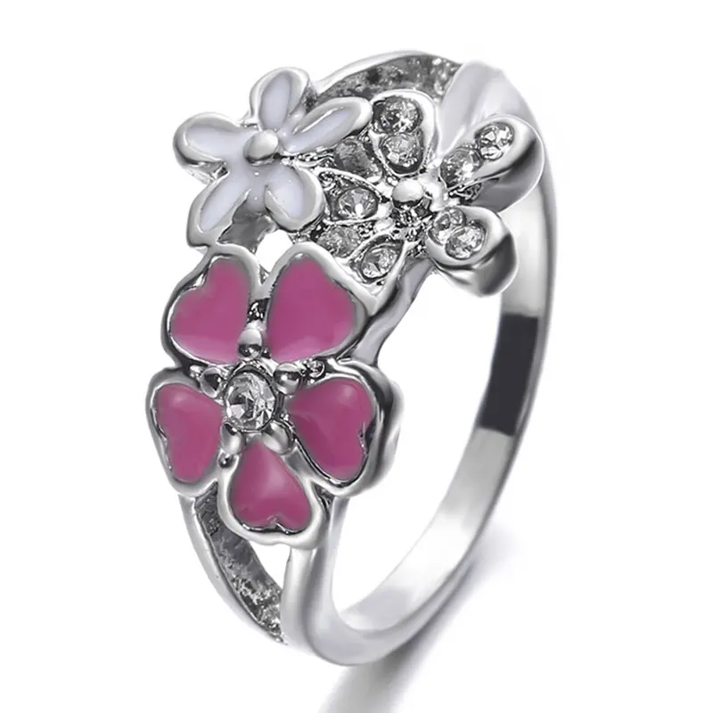 

Flower Rings for Women Girls Drop Oil Multi-color Engagement Crystal Ring Wedding Jewelry Gifts Dropshiping