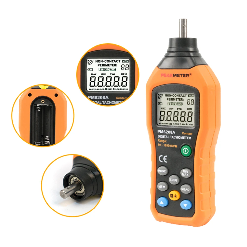 

Accurate Data Storage Motor Speed Gauge Tester Digital Tachometer Handheld Measuring Tool Professional 50RPM-19999RPM Contact