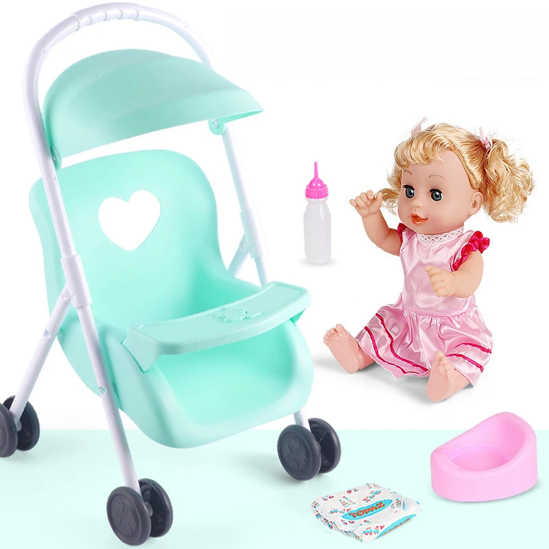 

Baby Stroller Trolley Doll Baby Hand Push Baby Girls Pretend Play Cart Kids Toys Children Birthday Gifts