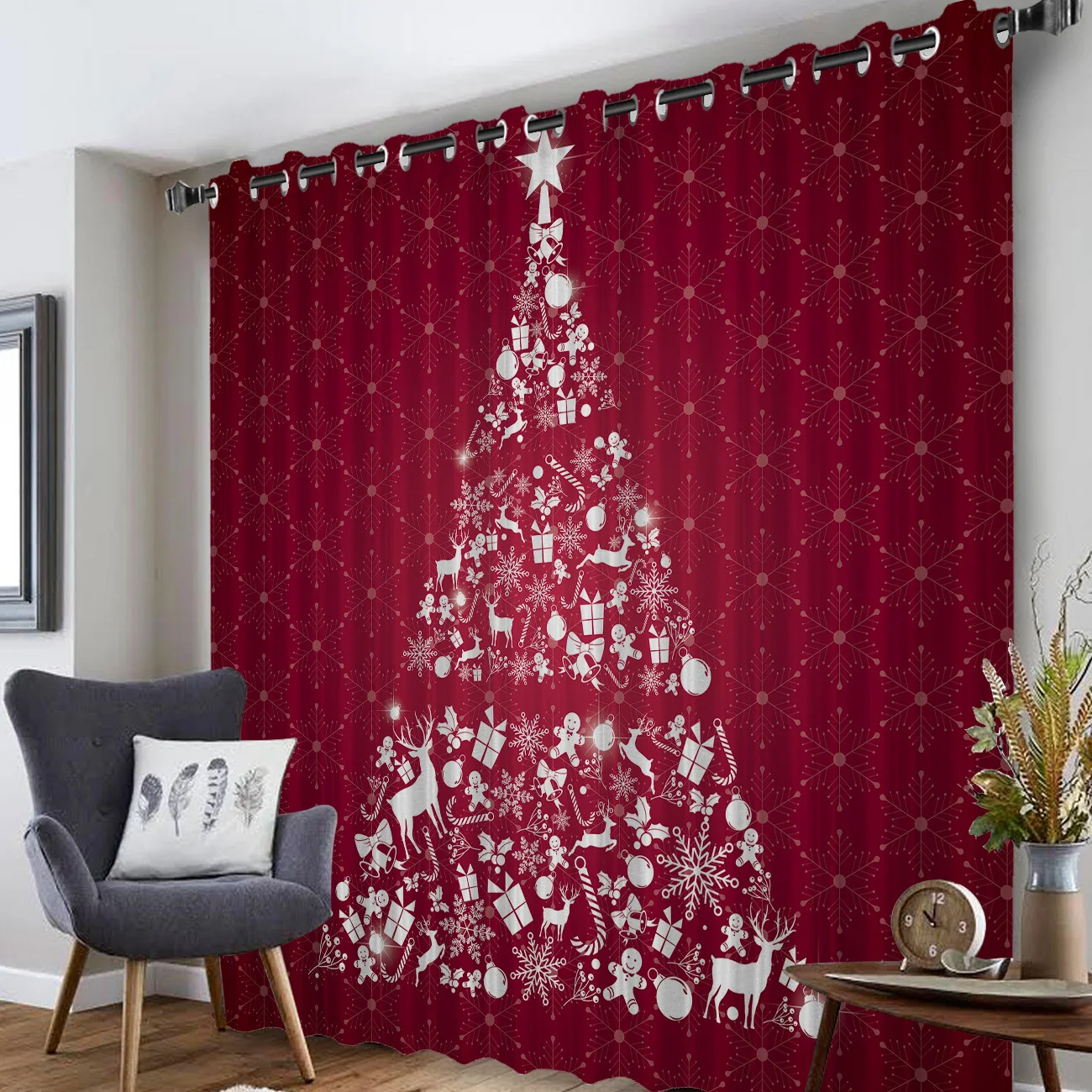 Красные занавески на окна Счастливого Рождества темные для ванной комнаты кухни