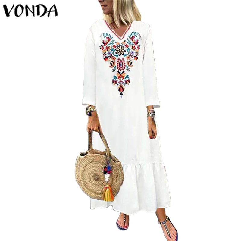 VONDA вечерние платья повседневные винтажные с принтом сексуальное богемное