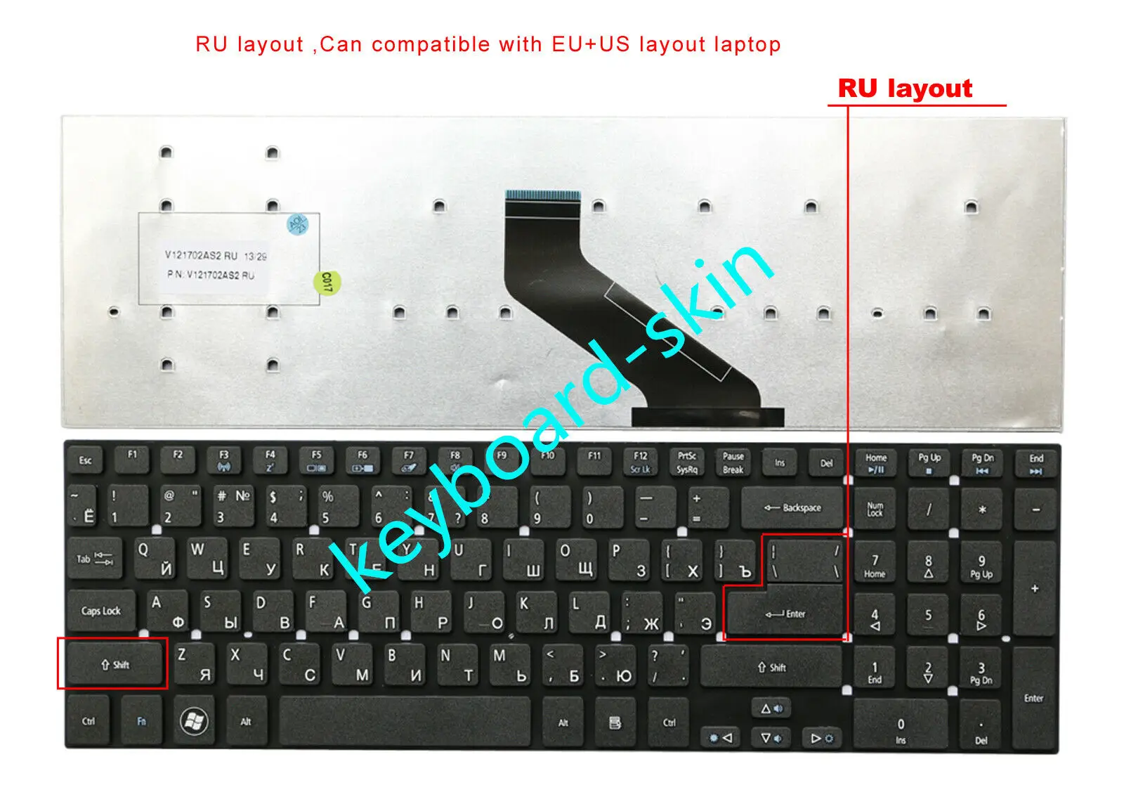 Новая русская клавиатура без рамки для ноутбука Acer Aspire Q5WV1 Q5WV8 VA70 Z5WE1 Z5WE3 V5WE2 PB71E05 PB71305 ZYV