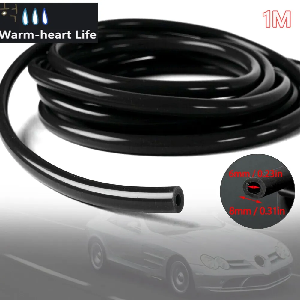 

6mm 1/4" Inches Full Silicone Fuel Gasoline Oil Air Vacuum Hose Line Pipe Tube 1M Black Fuel Hose For Car Motorcycle Accessorie