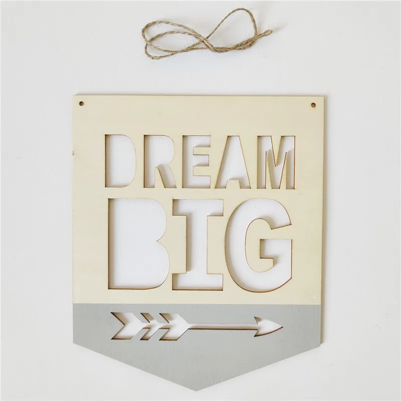 INS деревянный позитивный девиз баннер мечта большой чип настенная висячая