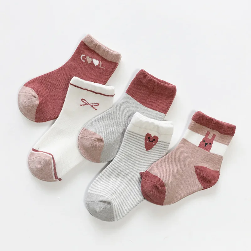 5Pairs/lot Infant Baby Socks Autumn Baby Socks for Girls Cotton Newborn Cartoon Boy Toddler Socks Baby Clothes AccessoriesWZ0019