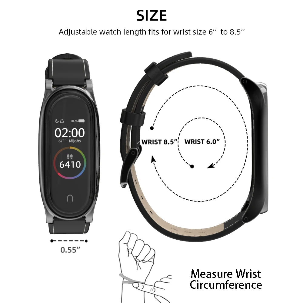 

Bracelet for Mi Band 6 5 4 3 Genuine Leather for Mi Band 5 Strap Metal Correas for Xiaomi Pulseira Opaska Miband 4 Wristband NFC