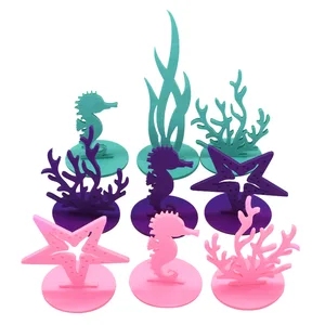 1 пара праздвечерние чных украшений для стола русалка, войлочное украшение сделай сам под морем, морской звездой, кораллом, морским коньком, декор для вечеринки на день рождения, Baby Shower