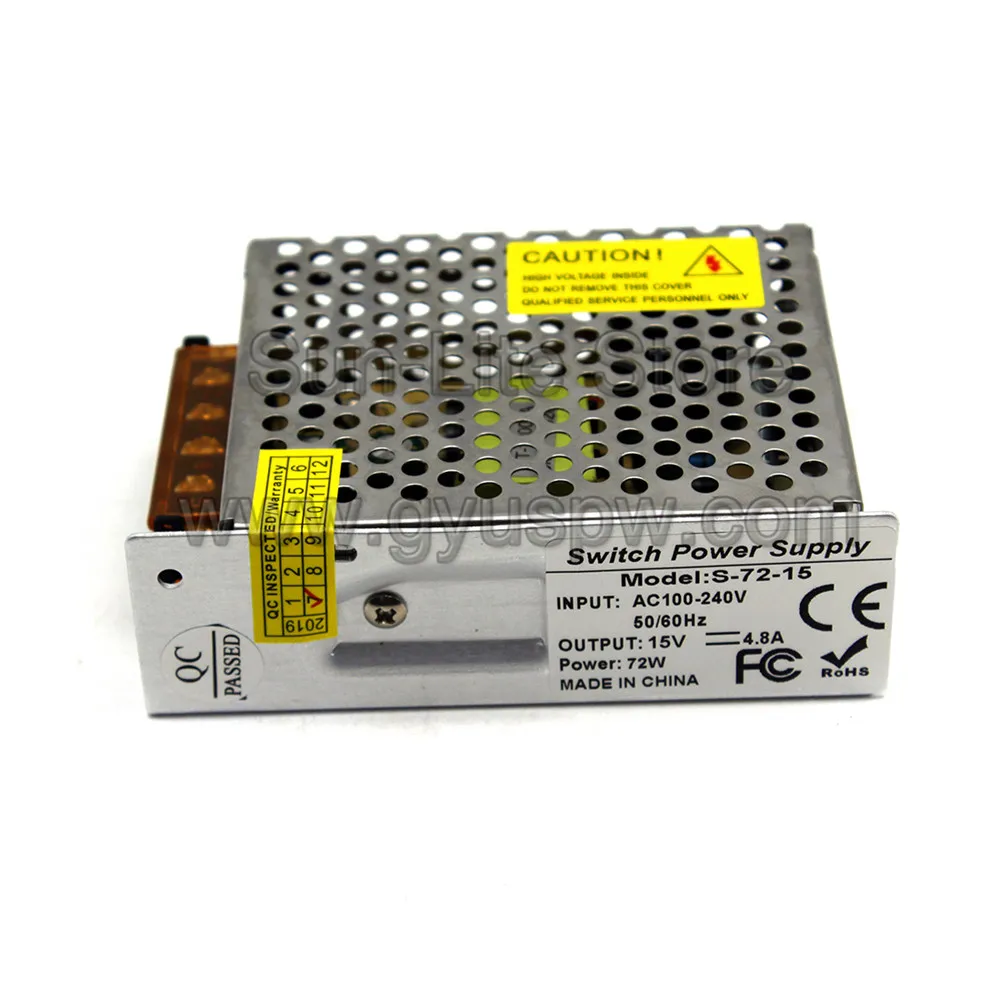 Импульсный источник питания DC 15V 4.8A 72W Трансформатор 100-240V AC к DC15V драйвер SMPS для