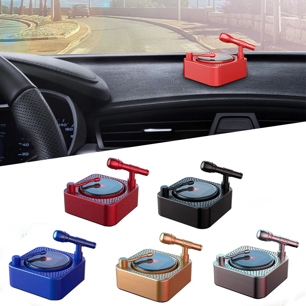 

Air Freshener Perfume Solar Energy Record Player Aromatherapy Essential Oil Spin Retro Phonograph Car Decoration Ornaments New