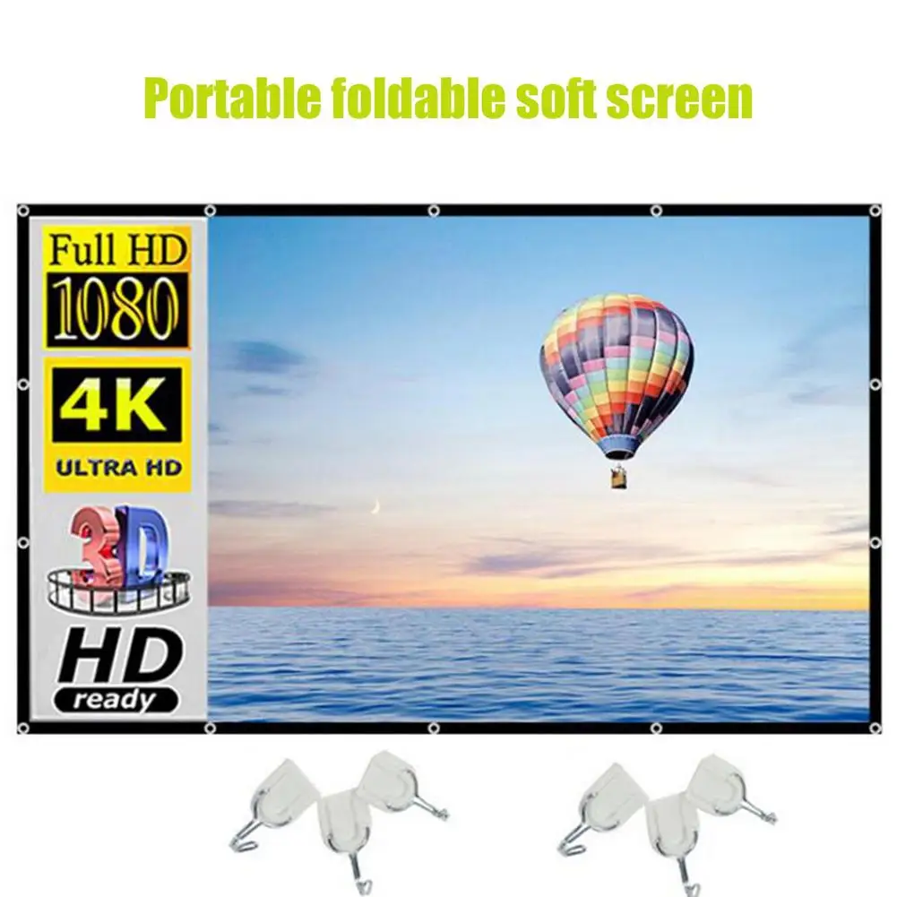 16:9 100 Inches Projector Screen 170-degree Viewing Angle Foldable Projection Cloth Home Theater Essentials Accessories | Электроника