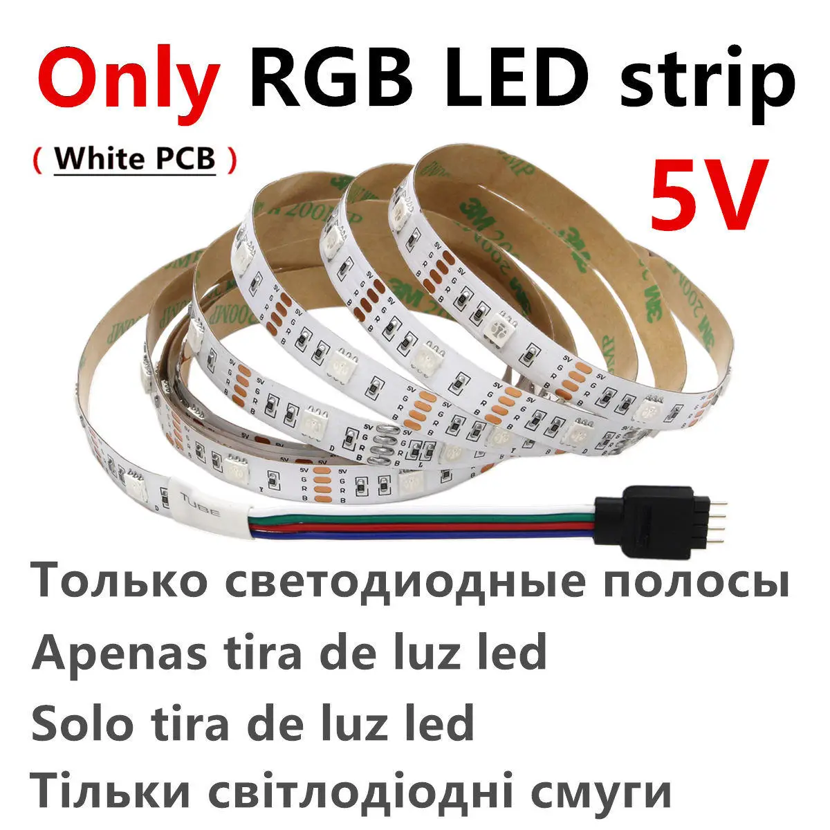 Only led strip White USB RGB Светодиодные ленты Водонепроницаемый 5V 5050 SMD RGB USB Светодиодные ленты светильник с регулируемой яркостью, лента светодиодный светильник 17key 44Key/24key Добавить Wi-Fi - Испускаемый цвет: Only led strip White