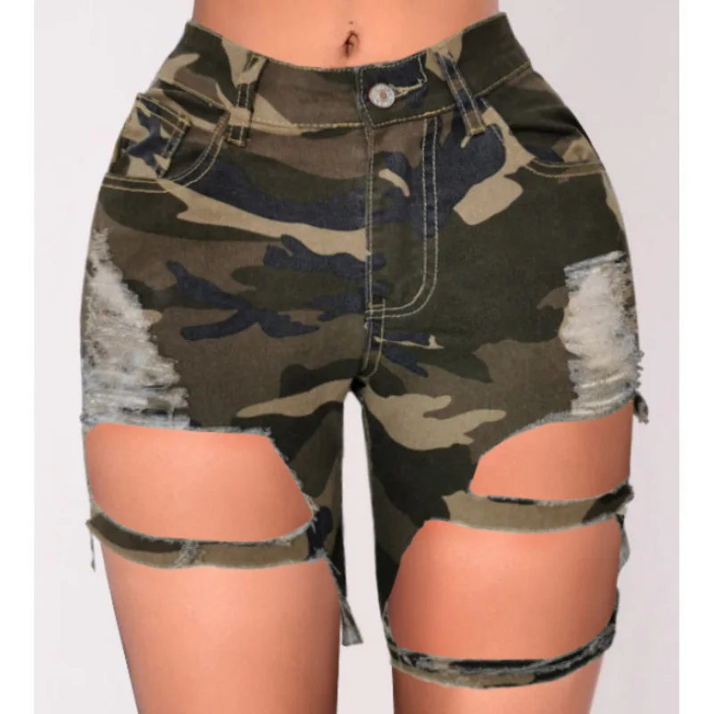 

Kayotuas Women Shorts Summer Fashion Stylish Denim High Waist Holes Ripped Stretch Hot Sale Slimming Pencil Club Streetwear