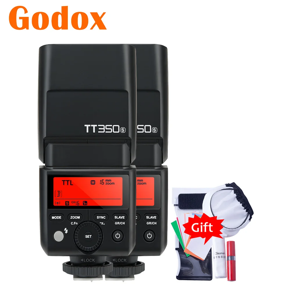 2x Godox Mini Speedlite TT350S вспышка для камеры TTL HSS GN36 Sony беззеркальной DSLR A7 A6000 A6500 |