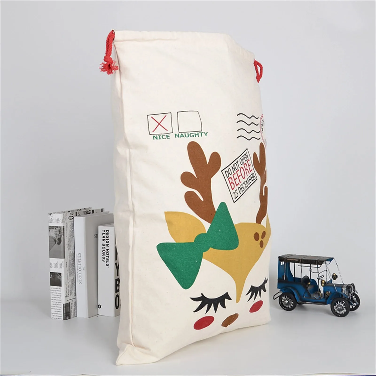 Хлопчатобумажная Холщовая Сумка рождественский подарок сумка на шнурке