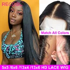 Recool HD прозрачный кружевной парик, прямые кружевные передние человеческие волосы, парики 180 200 250 плотность, предварительно выщипанный бразильский HD кружевной передний парик