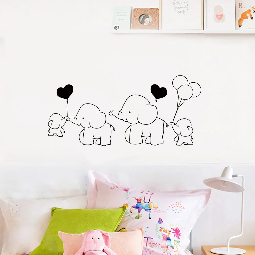 Детская мультяшная Наклейка на стену для детской комнаты Слон-шар сердце детские