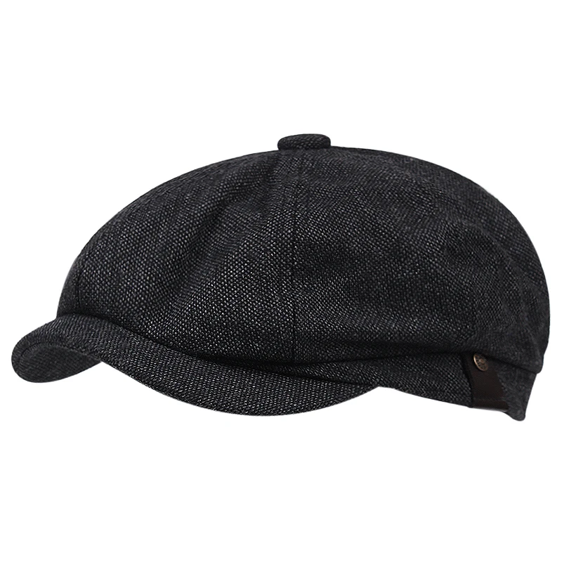 

New arrival summer linen newsboy hat men's classic retro beret outdoor casual octagonal hat painter cap