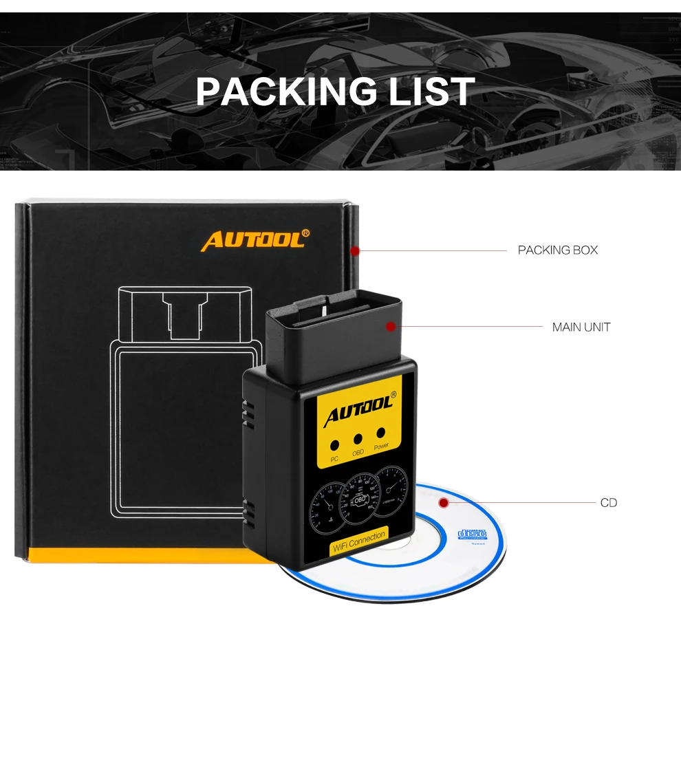 AUTOOL A1 OBD сканер ELM327 Bluetooth Автомобильный OBDII диагностический инструмент WIFI OBD2 ELM 327