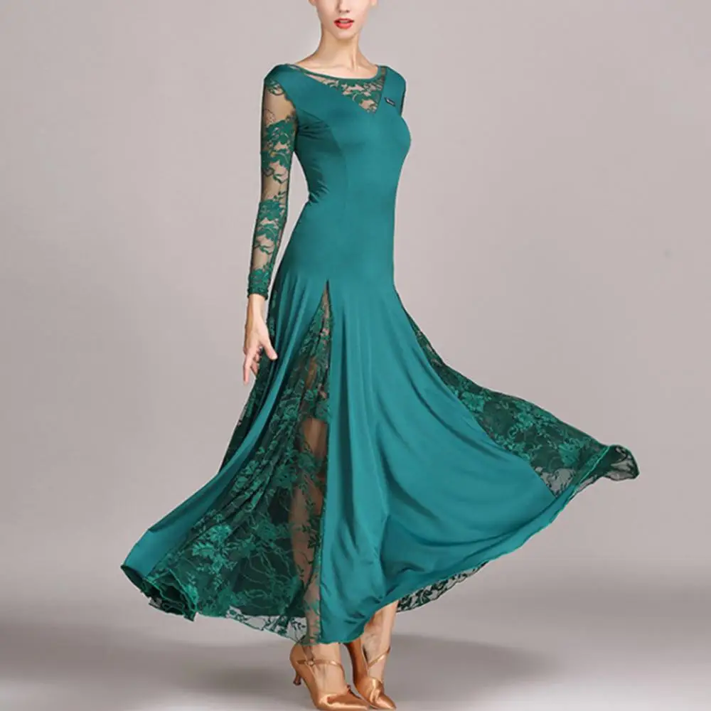 Женские костюмы iEFiEL для танго с длинным рукавом кружевные Комбинированные