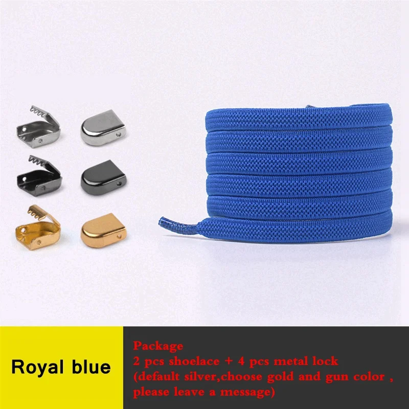 Royal blue 1 пара шнурки без завязок эластичные шнурки для обуви для детей и взрослых унисекс плоские туфли кружевные уличные кроссовки для отдыха быстрозащитные ленивые шнурки - Цвет: Royal blue