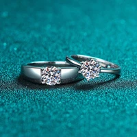 trendy 0 5 1ct d color moissanite ring sets couples 925 sterling silver plated platinum engagegment ring setn for women men gift
