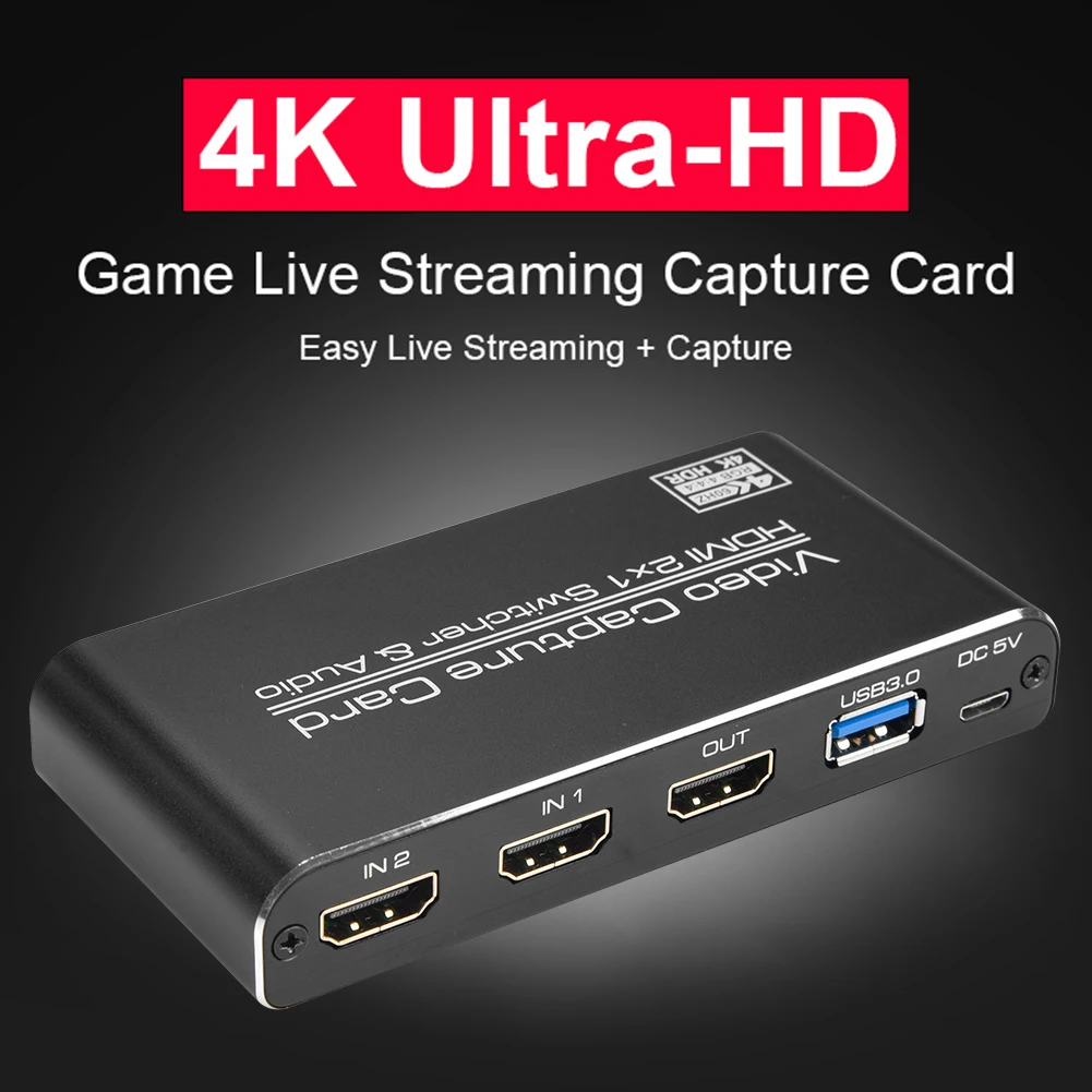 Портативный HDMI совместимый с USB видеозахват 4K 60 Гц 2x1 Dongle рекордер коробка для игр