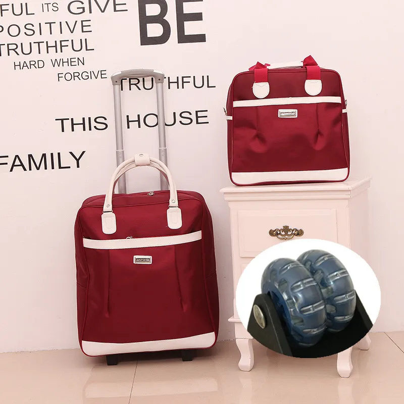 Дорожный чемодан на колесиках для женщин повседневная холщовая